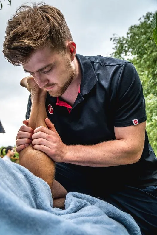 Foot massage outdoors